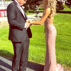 Pink sequence Scala prom dress